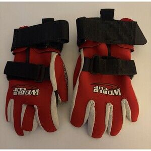 HO World Cup Neoprene Water Ski Gloves, Red/Black/White, Size S